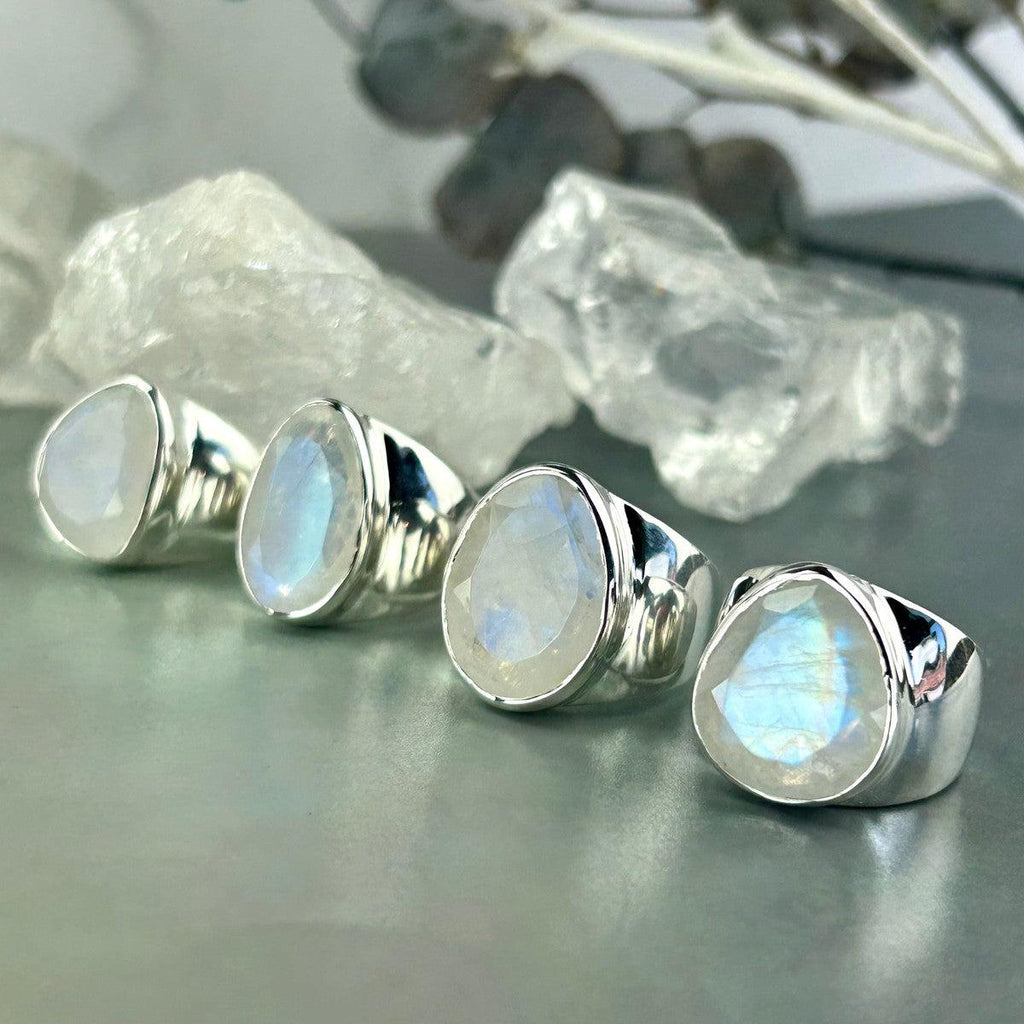 High Grade Rainbow Moonstone Ring