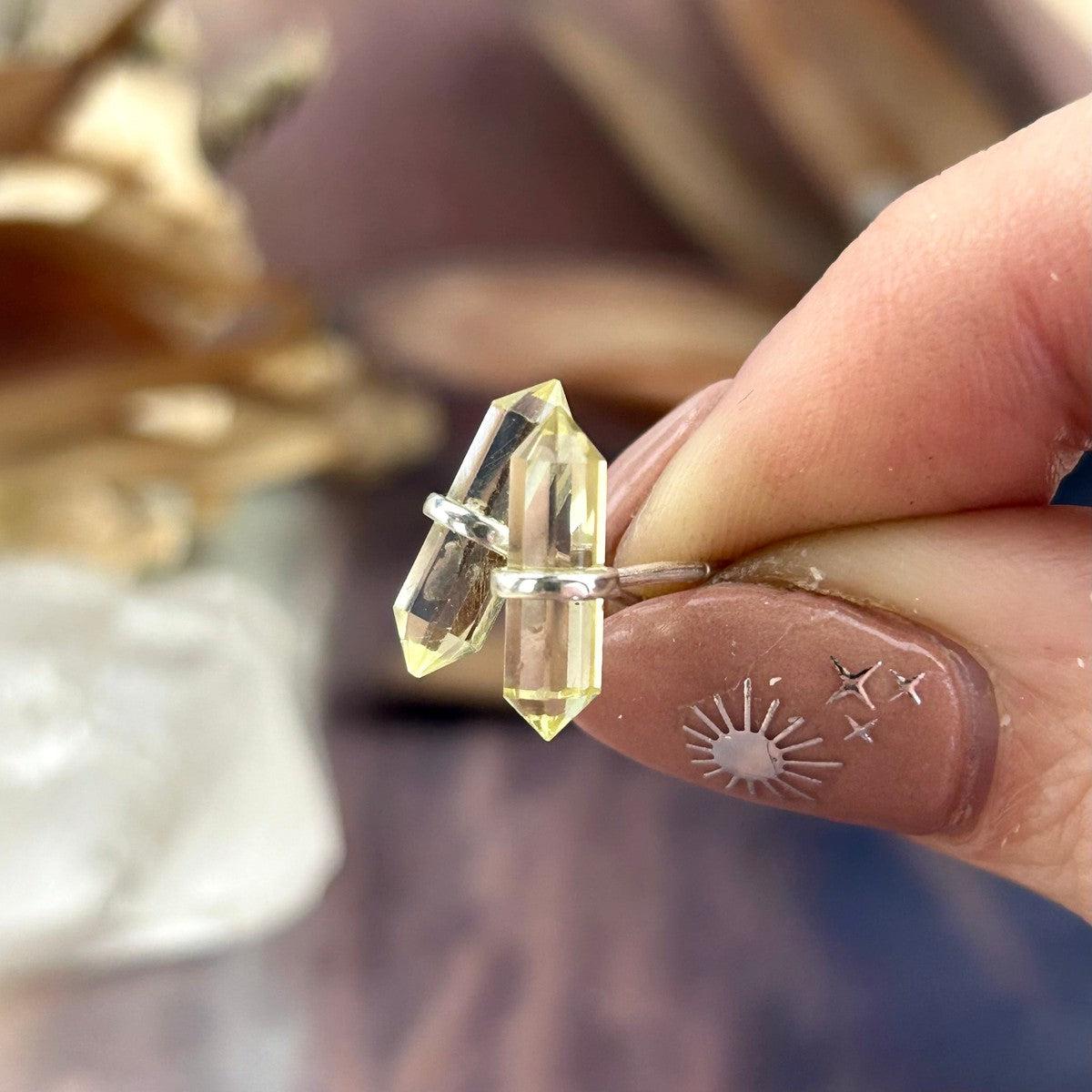 Yellow Crystal Sterling Silver Earrings