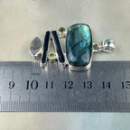 Multi Crystal Sterling Silver Pendant
