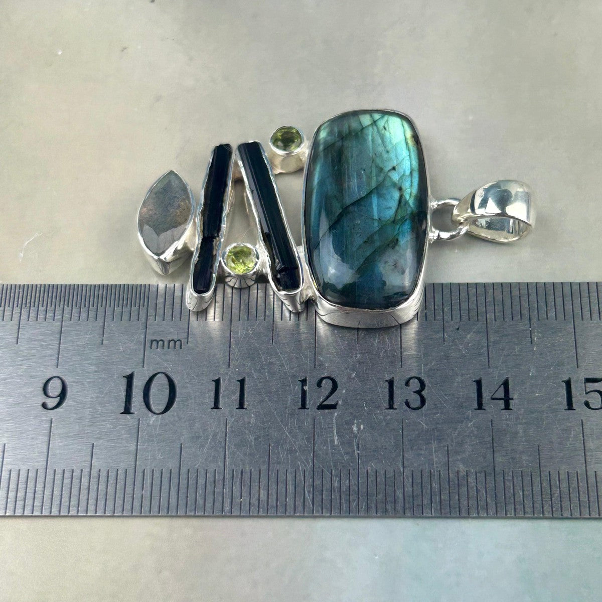 Multi Crystal Sterling Silver Pendant