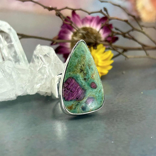 Ruby Fuchsite Slanted Triangle Ring