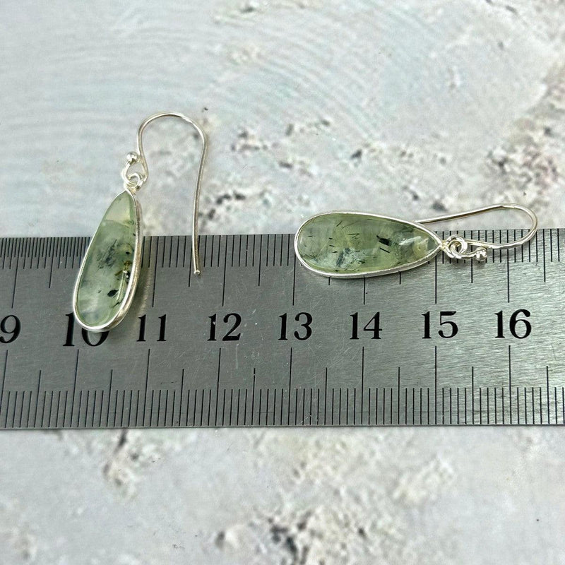 Prehnite With Epidote Drop Earrings