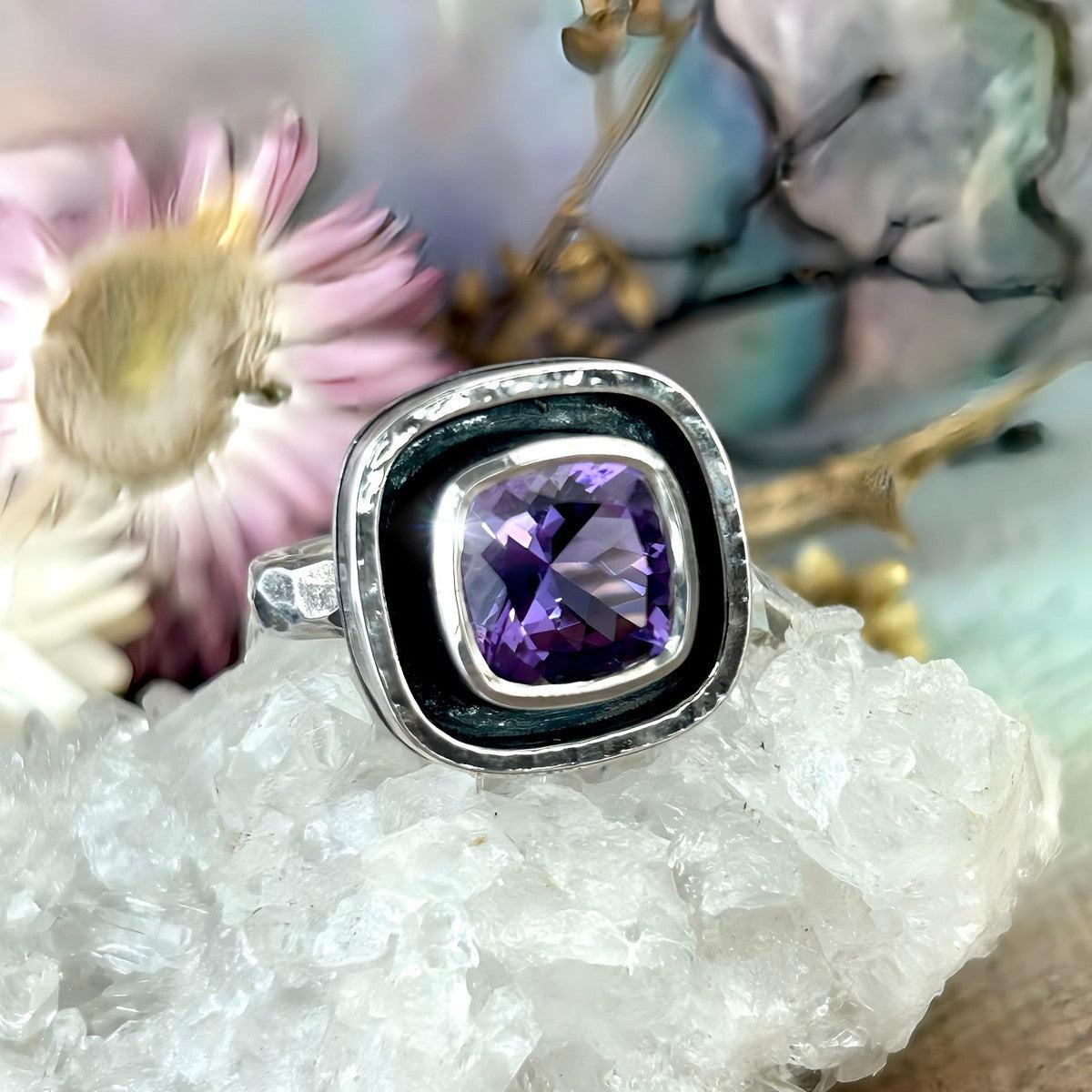 Amethyst Square Cut Ring