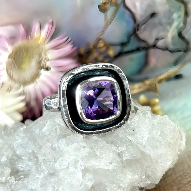 Amethyst Square Cut Ring