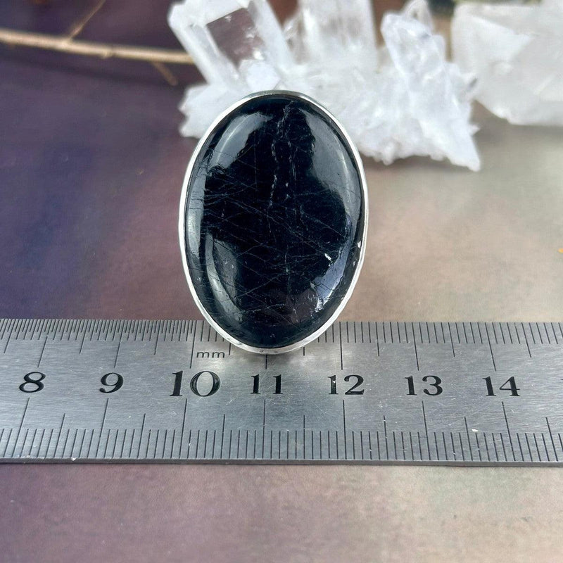 Black Crystal In Sterling Silver Ring