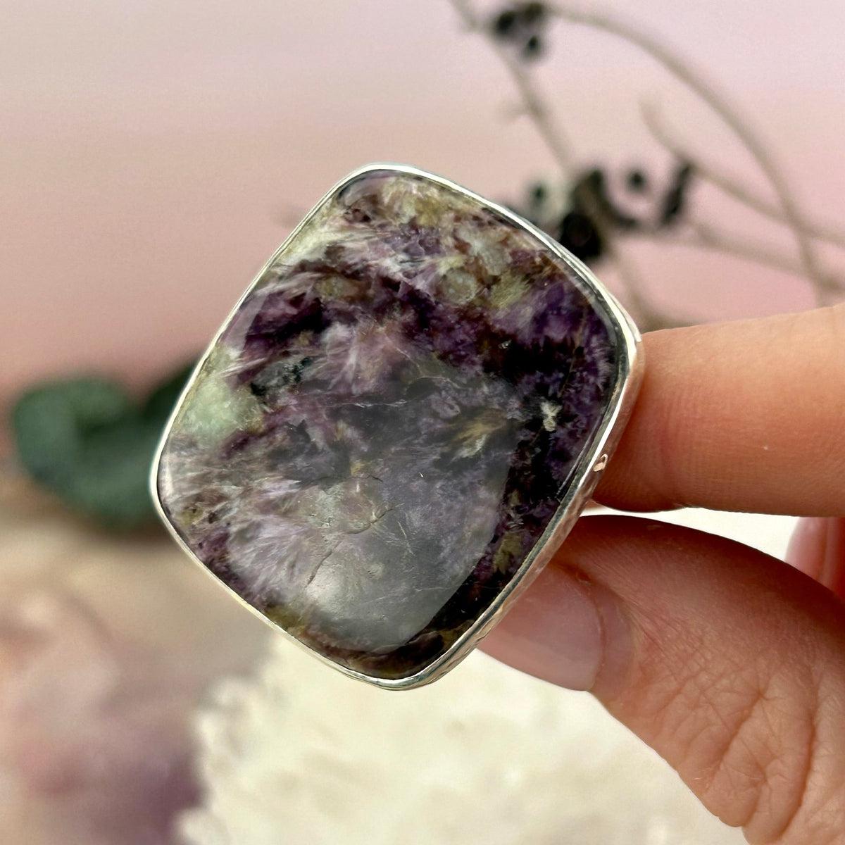 Green And Purple Crystal Ring