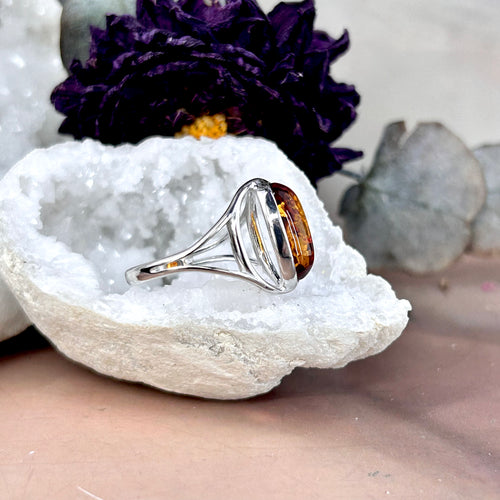 Baltic Cognac Amber Oval Ring