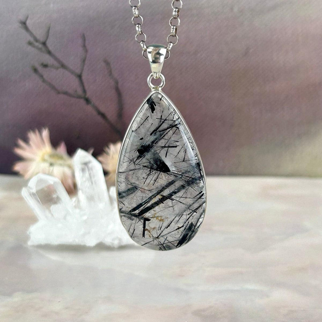 Black Tourmaline In Quartz Necklace