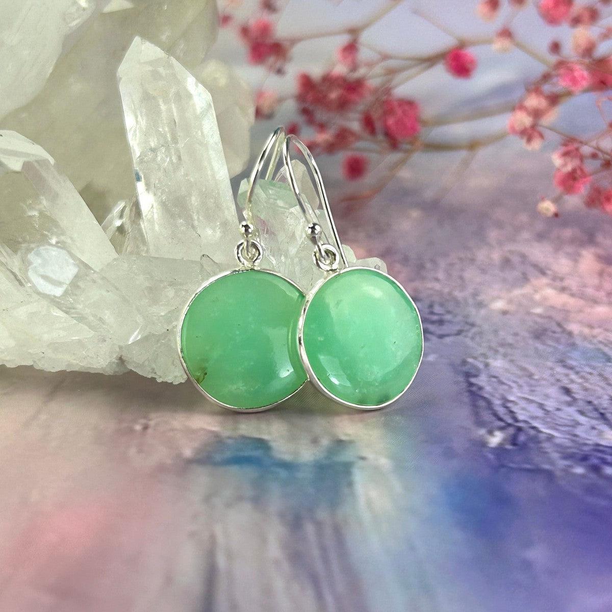 Round Green Crystal Earrings