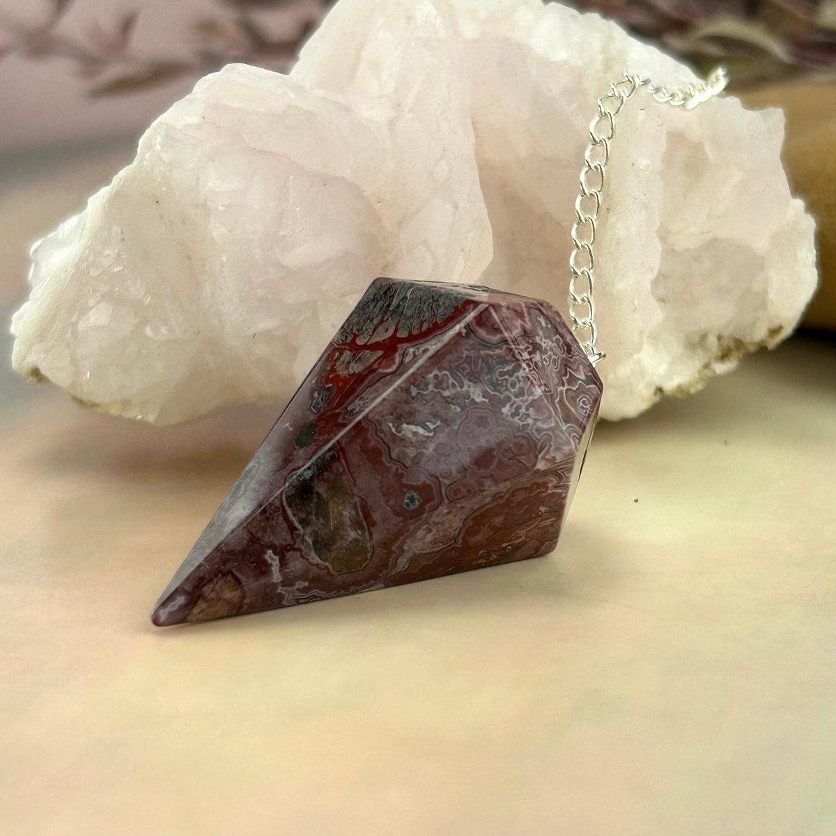 Red Stone Silver Pendulum