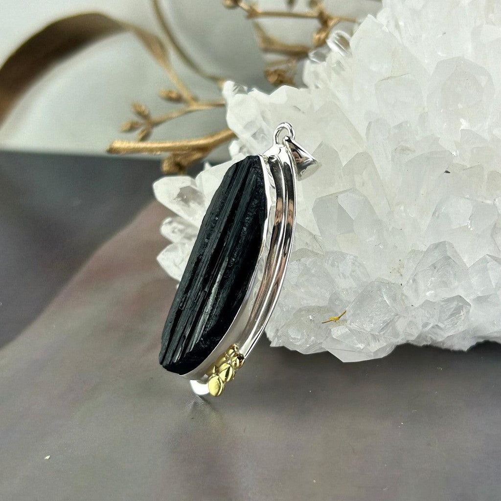 Black Tourmaline Raw Assorted Shape Pendants