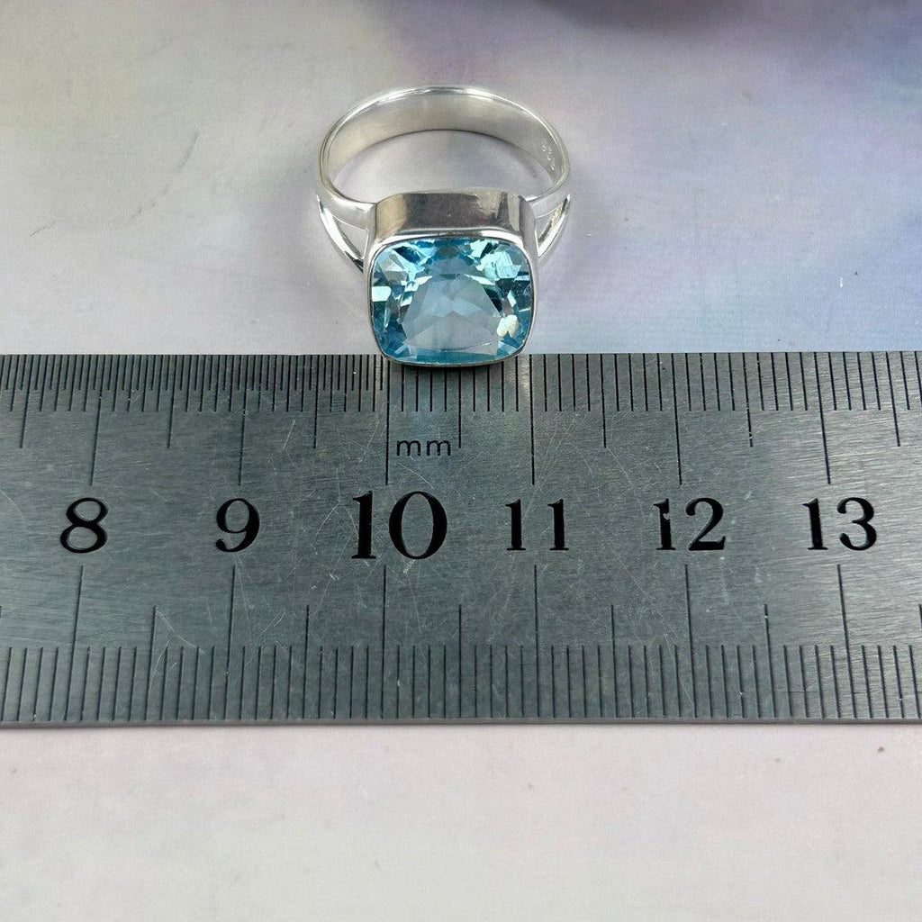 Square Blue Topaz Ring