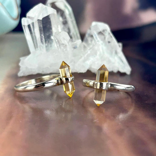 Citrine Double Terminated Point Ring