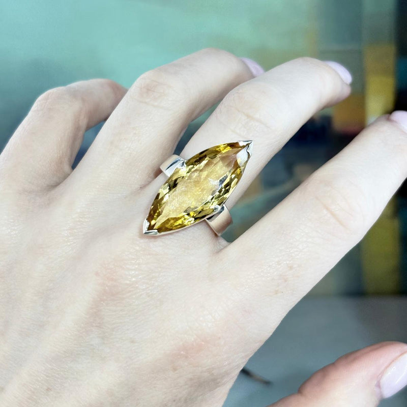 Real Citrine Silver Ring