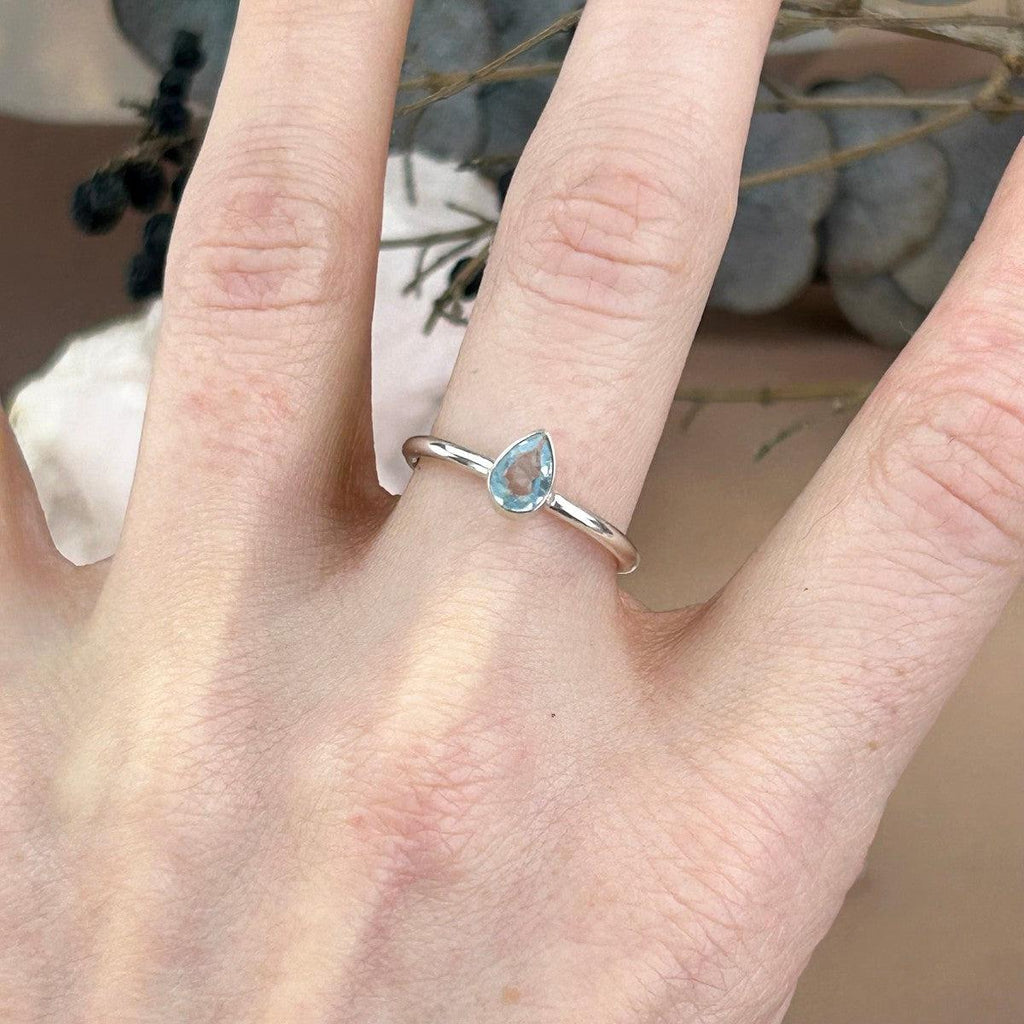 Aquamarine Teardrop Cut Ring