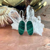 Elongated Oval Malachite Earrings