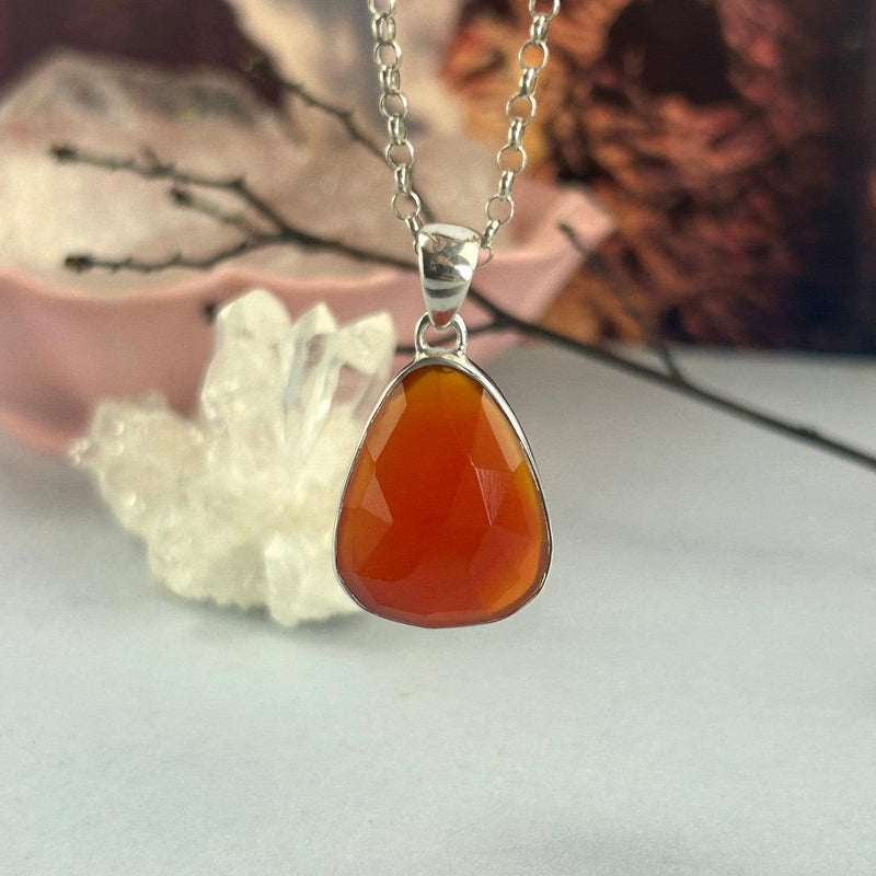 Carnelian Stone In Silver Pendant