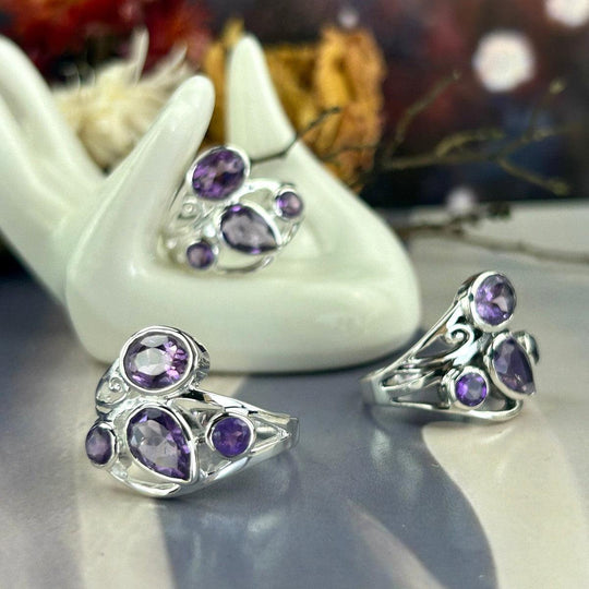 Amethyst Multi Stone Ornate Ring