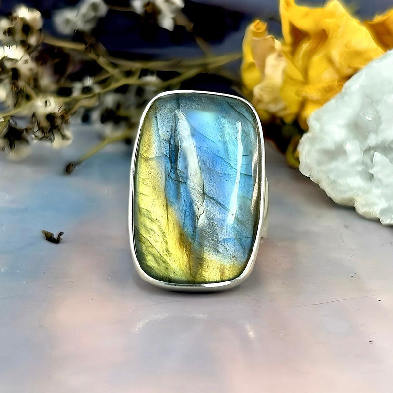 Labradorite Rectangle Ring