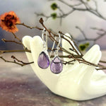 Purple Crystal Silver Earrings