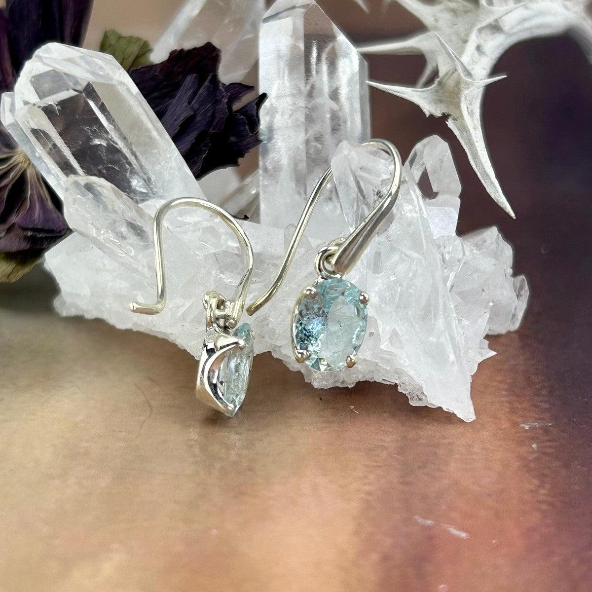 Oval Cut Aquamarine Sterling Silver Earrings