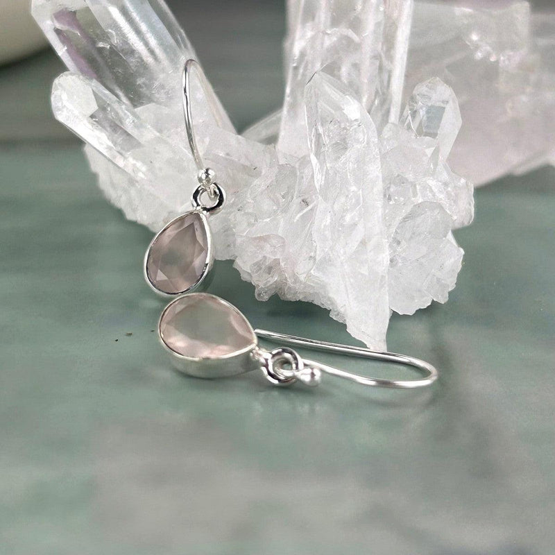 Rose Quartz Pear Cut Earrings