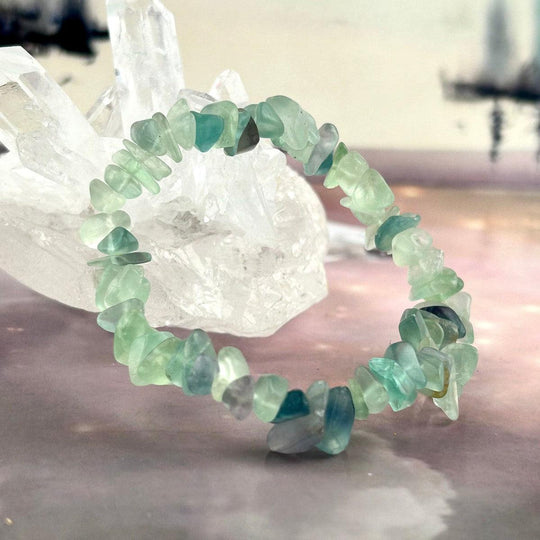 Rainbow Fluorite Chip Bead Crystal Bracelet