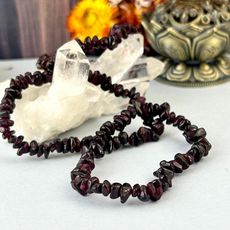 Garnet Crystal Chip Bracelet