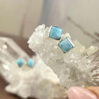 Real Larimar Stud Earrings