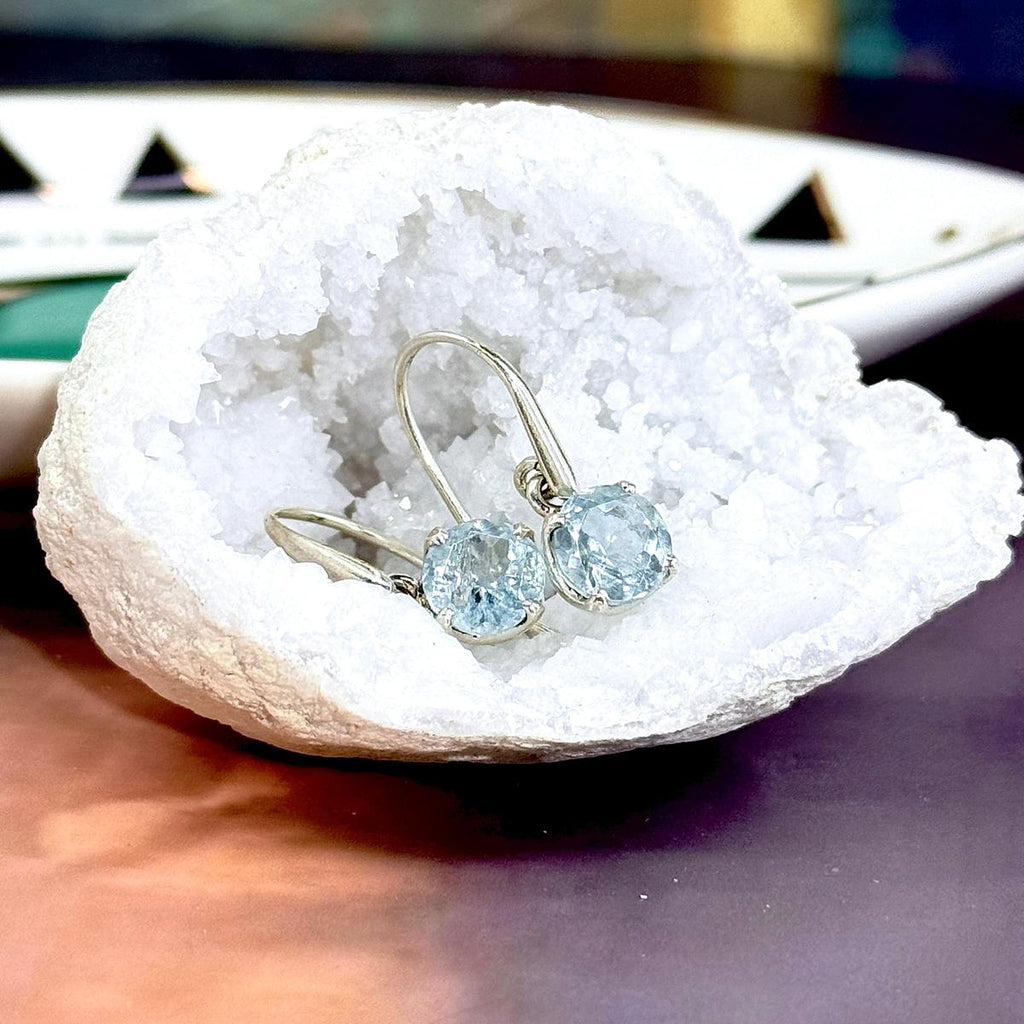 Brilliant Cut Aquamarine Earrings