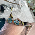 Blue Topaz & Sapphire 24ct Gold & 925 Silver Drop Earrings by Janusz Szkutnik