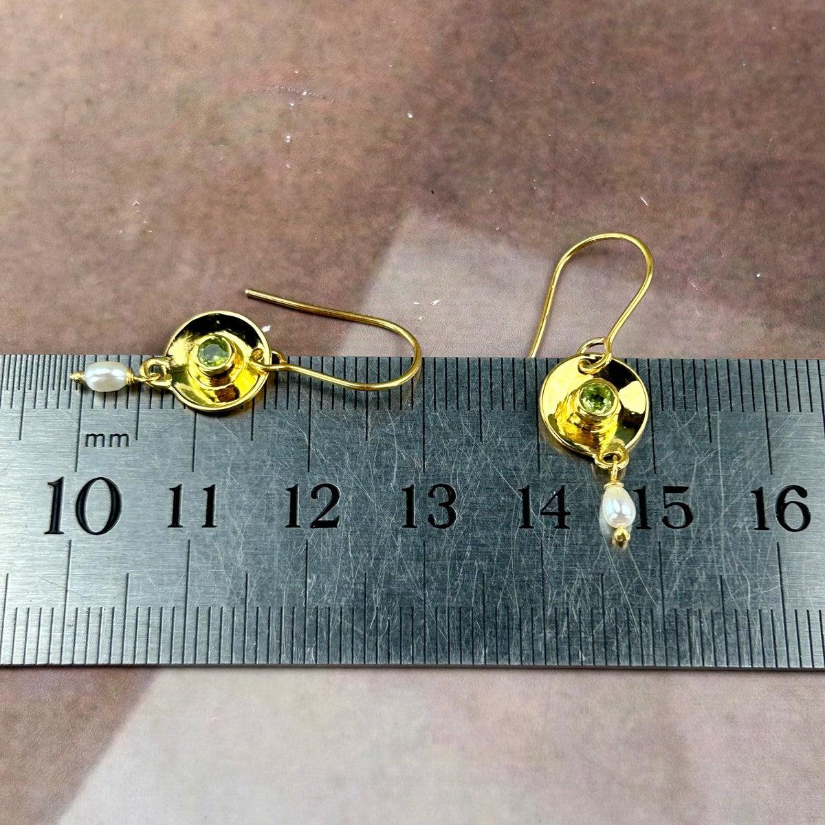 Green Crystal Gold Earrings