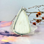 Scolecite Elongated Teardrop Large Ornate Pendant