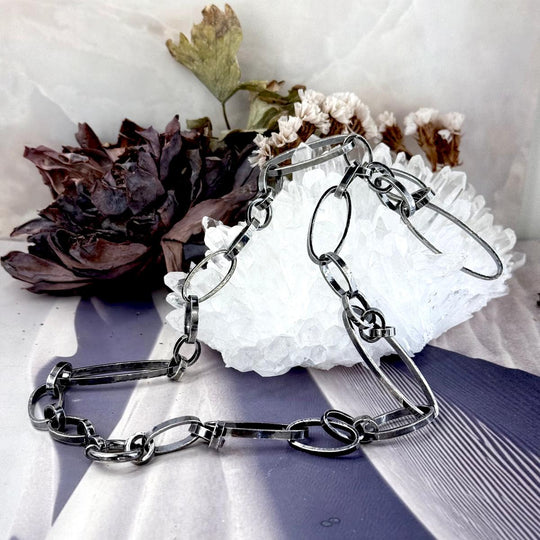 Antiqued Patina Sterling Silver Oval Link Chain Necklace By Lauren Harris