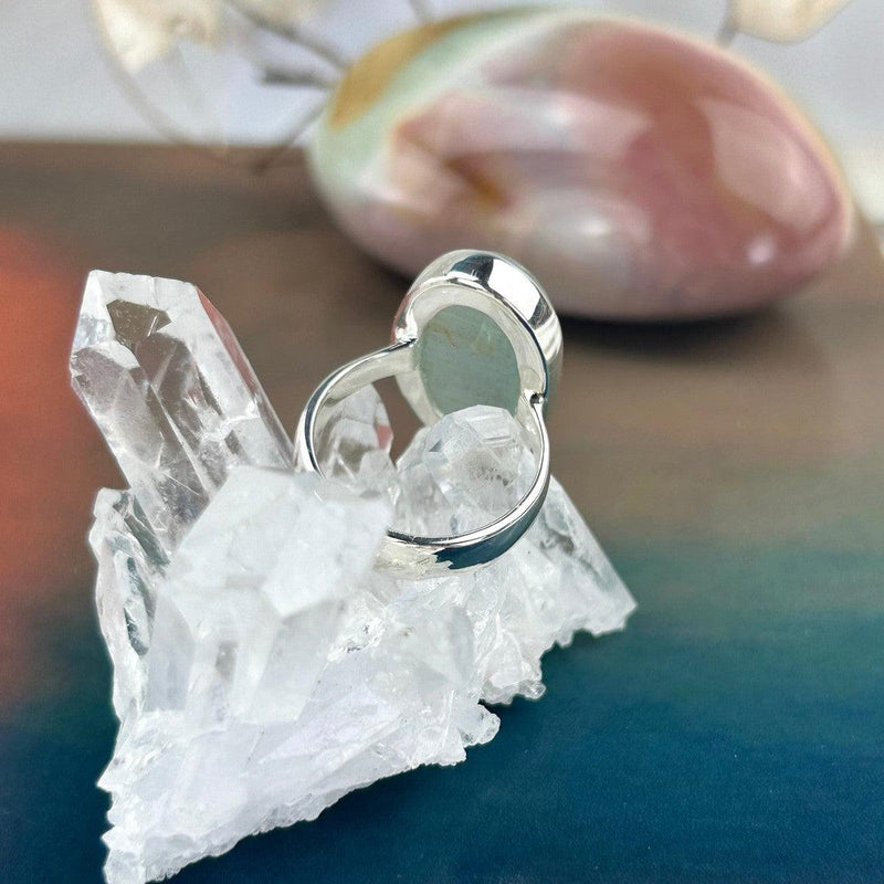 Aquamarine Crystal In Silver Ring
