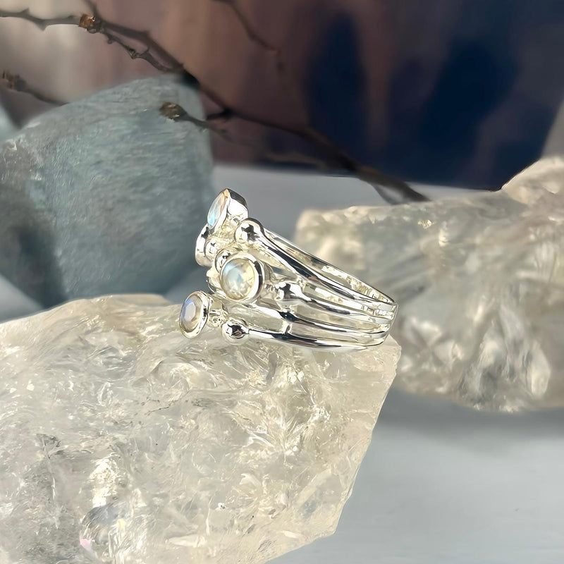 Unique Rainbow Moonstone Ring