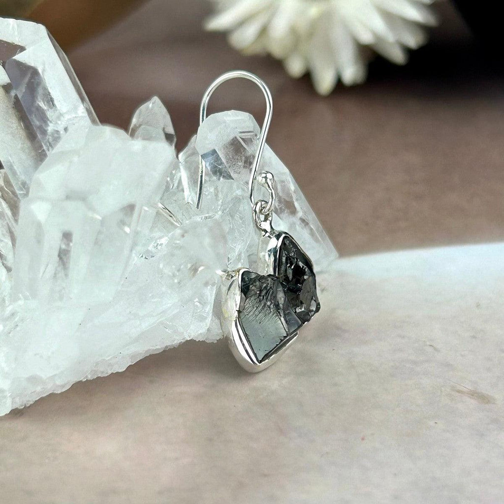 Metallic Grey Crystal Earrings