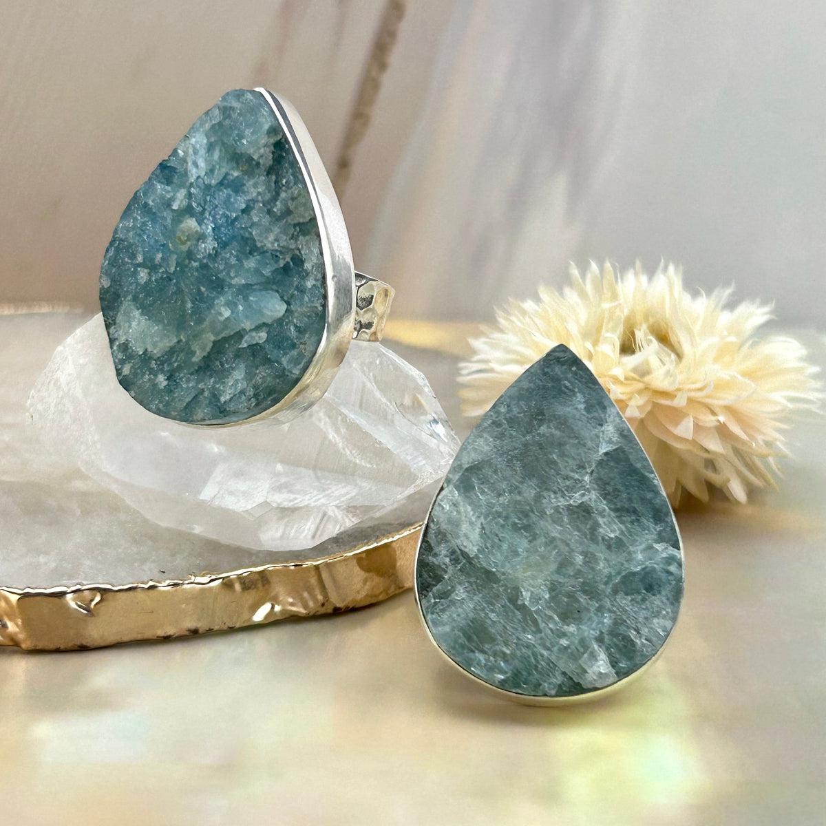 Large Raw Aquamarine Ring