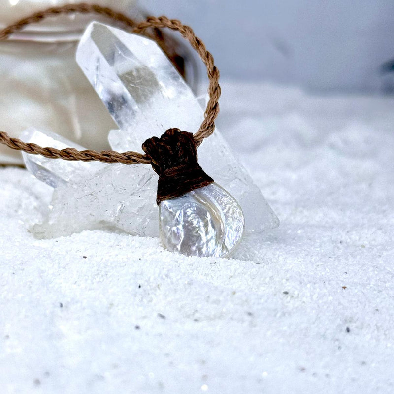 Freshwater Pearl & Leather Cord Talisman Necklaces