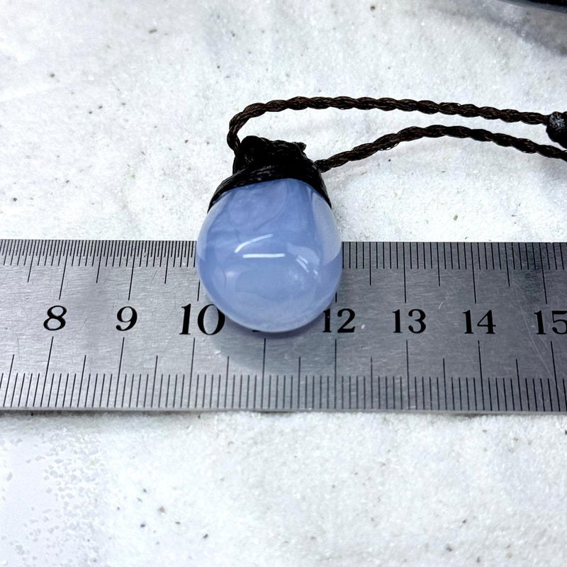 Blue Lace Agate & Leather Cord Talisman Necklaces (Med)
