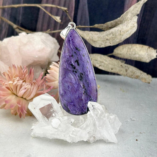 Charoite Elongated Teardrop Pendant