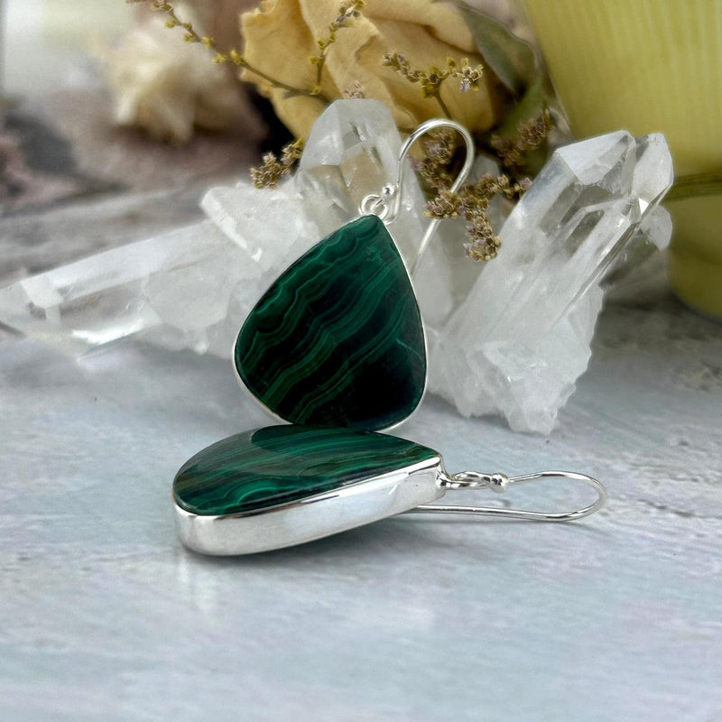 Malachite Pear Shaped Earrings