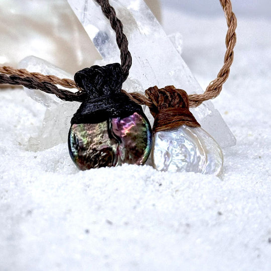 Freshwater Pearl & Leather Cord Talisman Necklaces