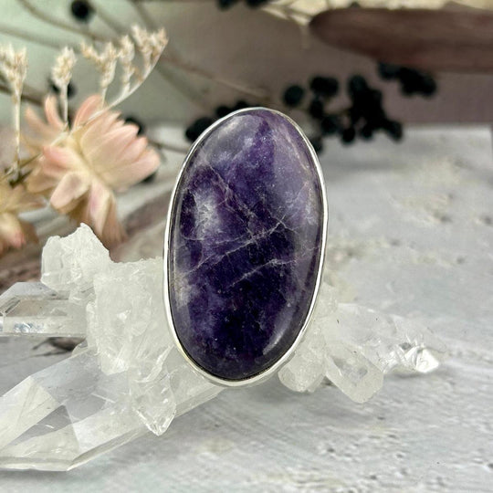 Lepidolite Elongated Oval Ring