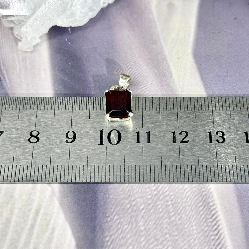 Garnet Emerald Cut Pendant