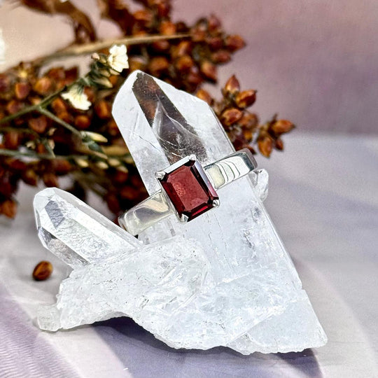 Garnet Emerald Cut Ring