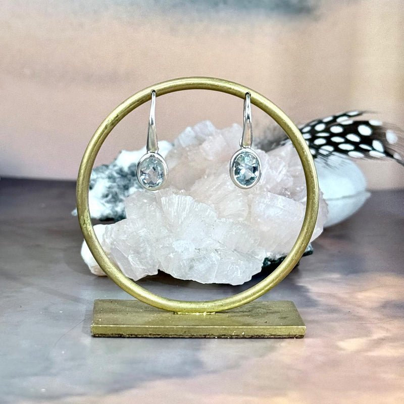 Aquamarine Oval Cut Drop Earrings