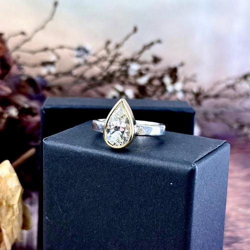 Killiecrankie Diamond Pear Cut Sterling Silver & 9ct Yellow Gold Ring By Lauren Harris