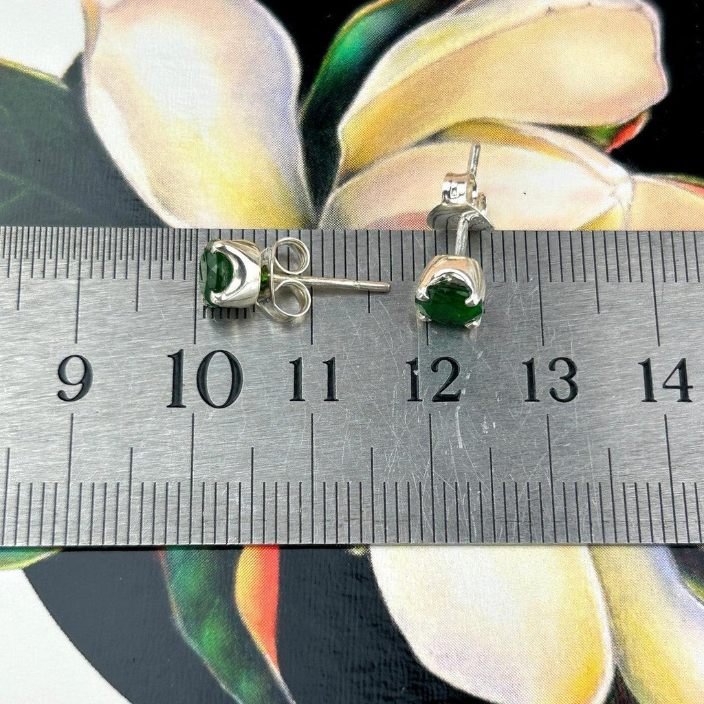 Bright Green Stone Stud Earrings