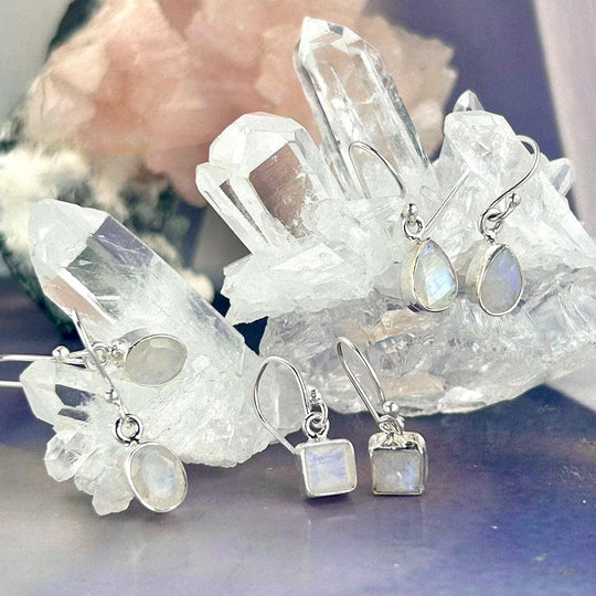 Rainbow Moonstone Assorted Shape Drop Earrings